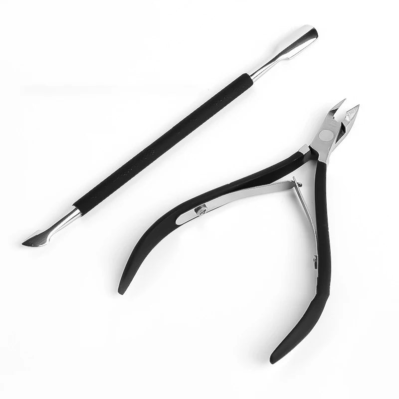 Stainless Steel Clippers Cutter Pedicure Manicure Nail Tool Cuticle Trimmer Sharp Cuticle Nippers Scissors With Cuticle Pusher