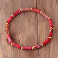 Bohemia Bamboo Natural Stone Tube Beads Adjustable Bracelet Boho Stretch Tibetan Gemstones Jasper Bracelets for Women Wholesale