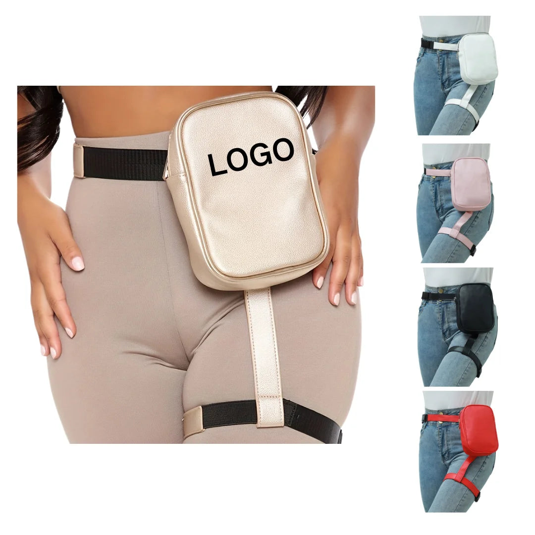 2025 Lulu Latest Custom Logo Lightweight Portable Riding Sport Fanny Pack Custom Print PU Leather Outdoor Drop Leg Waist Bag