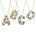 Gold Plated Stainless Steel Trendy Link Hip Hop Iced CZ Luxury Women's Alphabet A-Z 26 Capital Initial Letters Pendant Necklace