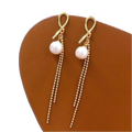 18K Gold Plated 925 Sterling Silver Knot Stud Earrings with Long Tassel Drop Pearls Elegant Stud Earrings for Women