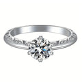 CAOSHI Customable Simple Style 6 Claws Design Imitated Diamond Finger Rings for Wedding Engagement Silver Plated CZ Rings Women