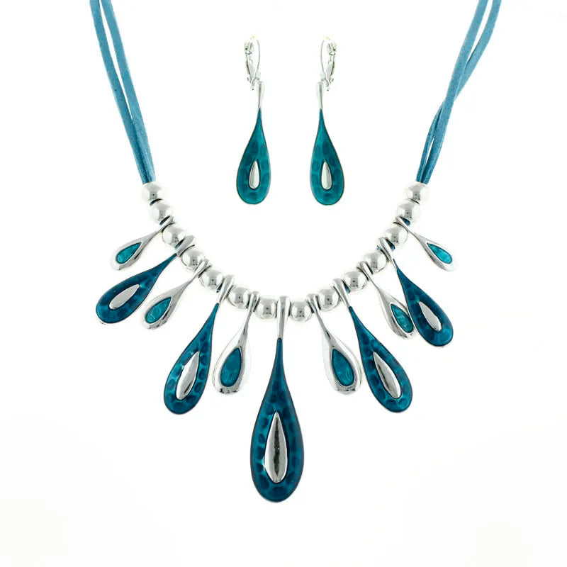NS747 Fashion Enamel Jewelry Set Teardrop Necklace Earrings Set Women Jewelry Sets Exaggerated Jewelry Wholesale