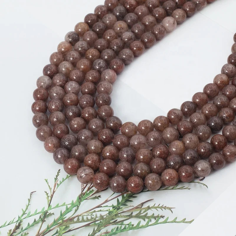 Natural Crystals Healing Stones African Red Ghost Quartzite Loose Gemstones Beads for Jewelry Making Beaded Bracelets Necklace