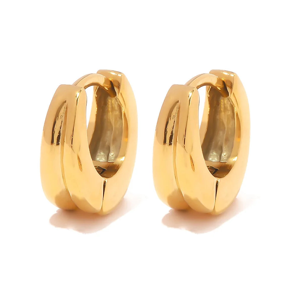 Popular Style Stainless Steel Hoop Earrings for Lady Waterproof Gold Plated Fashion Earrings Stocks Selling Classic Punk Jewelry
