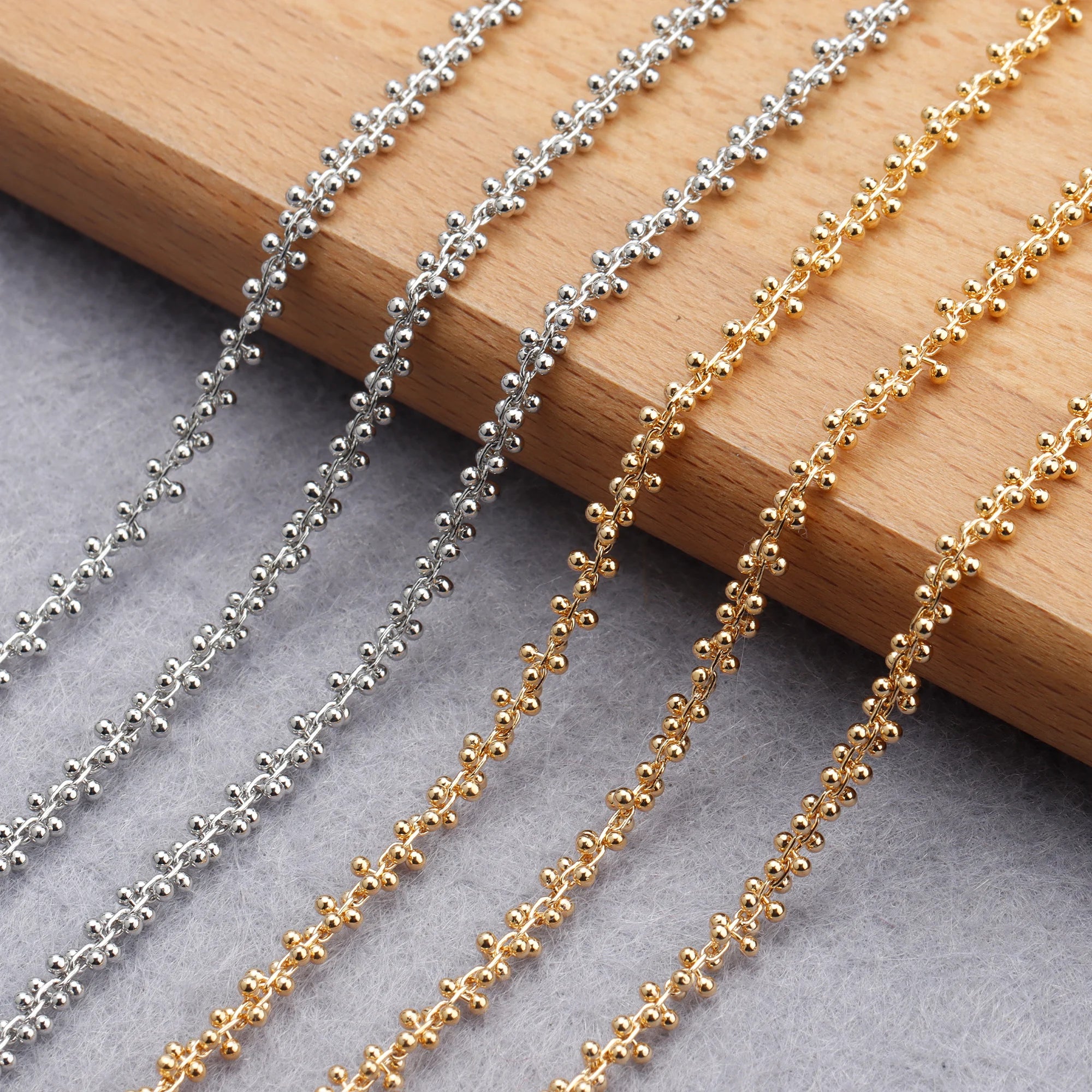 C157 1m/lot 18k Gold Rhodium Plated Nickel-Free Copper Metal Link Trendy DIY Bracelet Necklace Jewelry Making Findings Pass