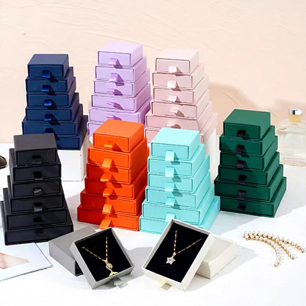 Custom Handmade Rigid Cardboard Jewelry Packaging Box with Custom Logo Embossing & Gold Foil Printing Options