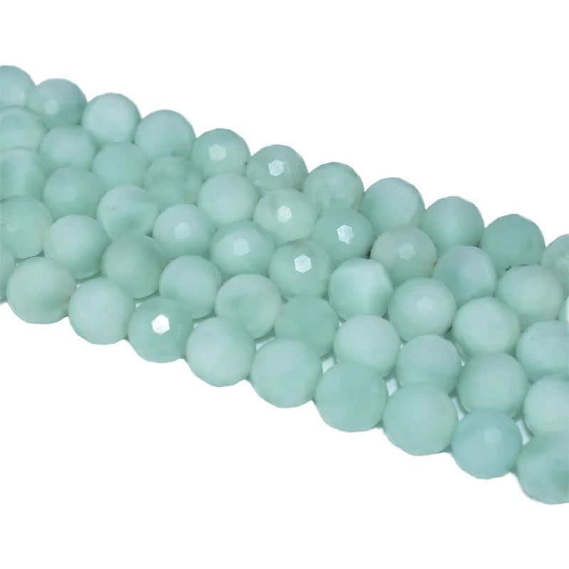 Wholesale 128 Faceted Green Angel Stone Loose Gemstone Beads Natural Stone for DIY Jewelry Creation