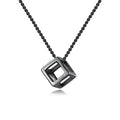 Retro Minimalist Hollow Pendant Men's and Women's Necklace Personalized square Cube Minimalist Three-dimensional Accessory