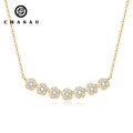 New 100% 925 Sterling Silver Necklace Fashion 2mm&1.2mm Moissanite Flower Pendant Jewelry for Women