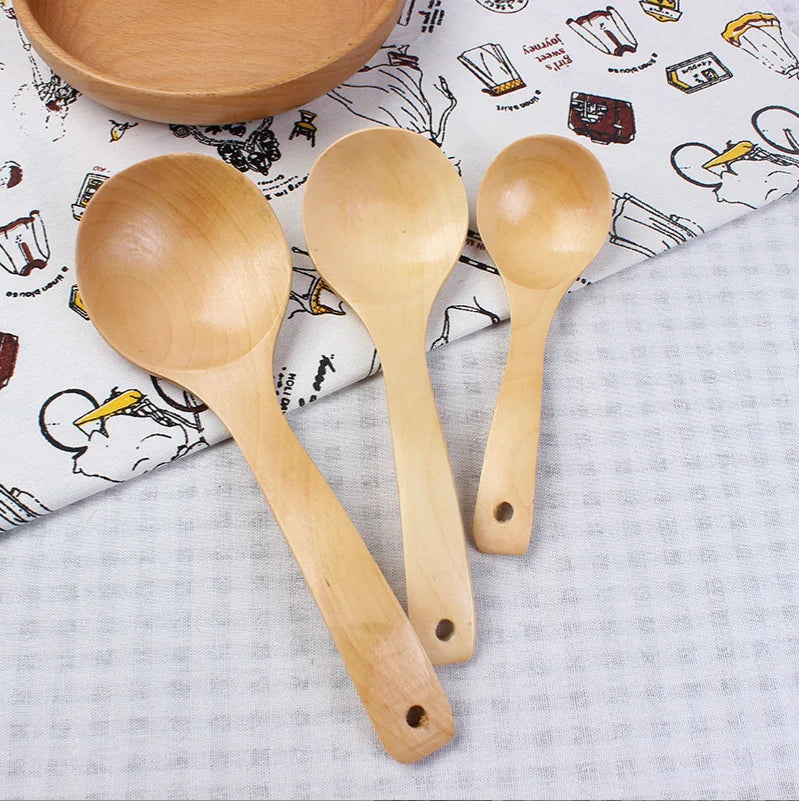 Bent Wooden Soup Spoon for Cooking Oil Travel-Friendly