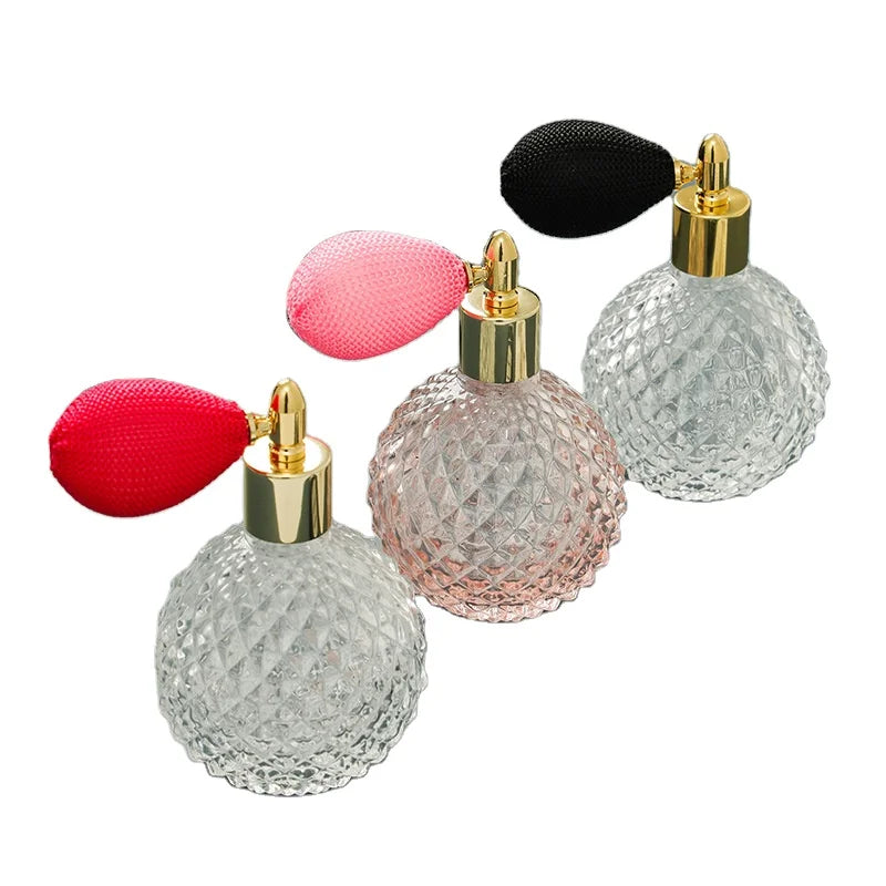 Wholesale Vintage Pattern 100ml Pineapple Shape Luxury Unique Round Perfume Bottle Perfume Glass Bottle
