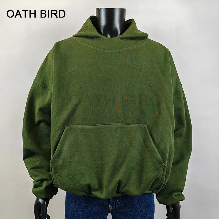 Custom Double Layer Oversize Drop Shoulder Kanye West Vintage Washed Street Wear Heavyweight Custom Design Blank Pullover Hoodie