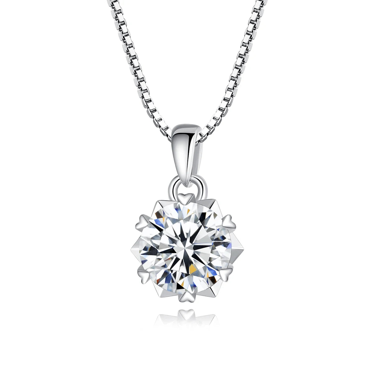 CZCITY Moissanite 1ct Diamond Pendant Necklace 925 Sterling Silver Necklace Heart ClawMoissanite Jewelry