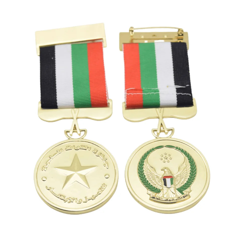 Exquisite UAE Eagle Emblem Metal Medal Bespoke Customization 24K Gold Plated Luxury Edition