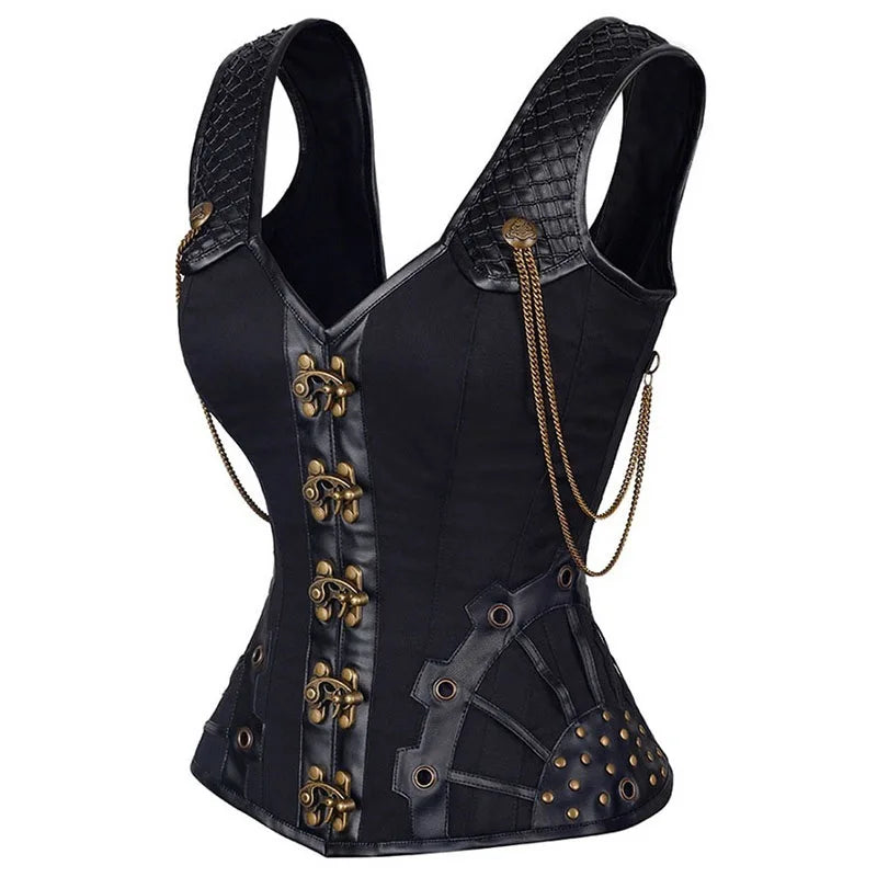 High Quality Steampunk Overbust Corset Waist Slimming Plus Size Laced up Bustier for Women's Cosplay Outfits