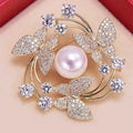Women Girls Exquisite Fashion Crystal Pearl Flower Brooches Lady Rhinestone Suit Pins Accessories Jewelry