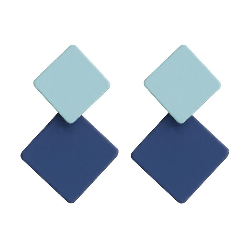 AA00937 the New Painted Square Earrings Are Exaggerated Fashionable Simple Women's Earrings Two Colors Stud Earrings