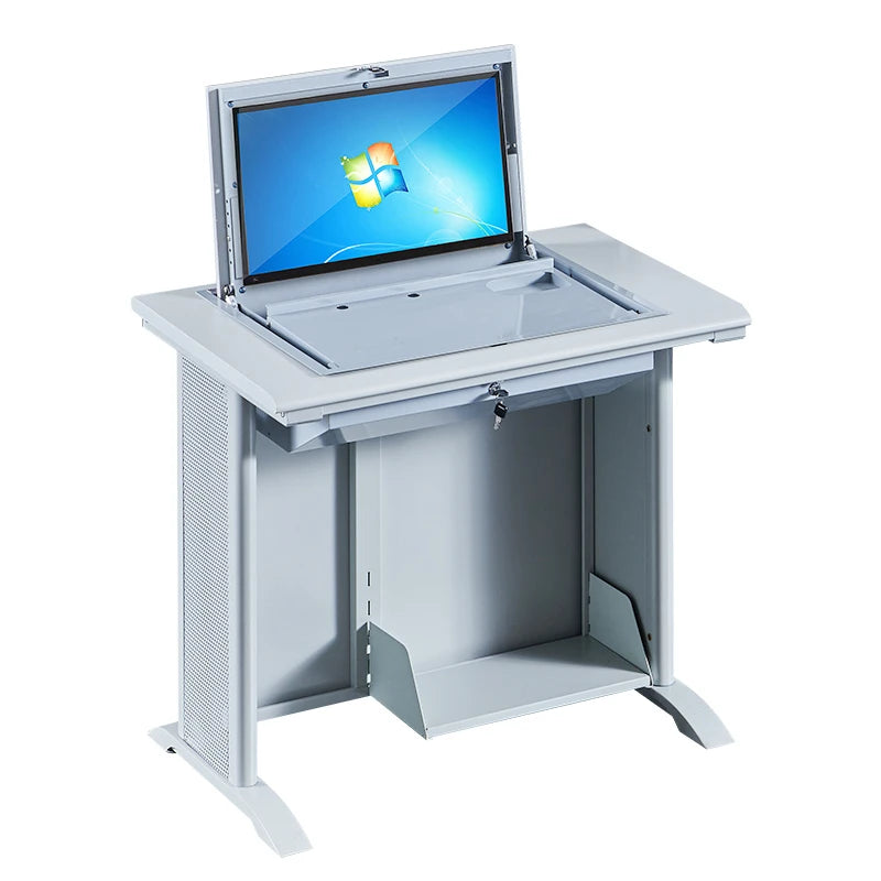 New Modern School Computer Desk with LCD Flip Open and Close Function CPU Tray