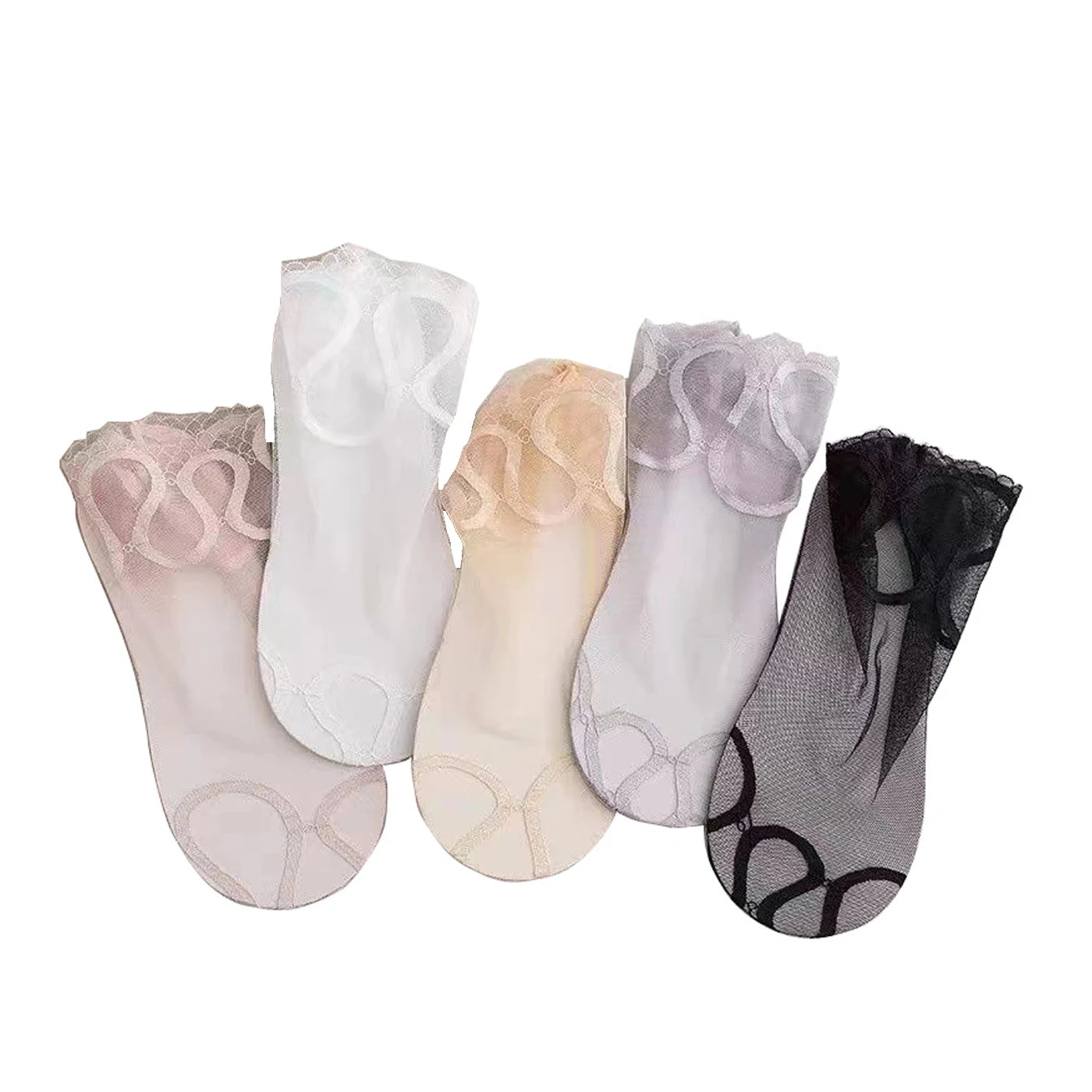 Fashion Breathable Mesh Sock Summer Thin Style Ventilate Solid Color Lace Woman Sock Ankle Socks