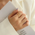 Unique personalised micro beads women spring ring stackable stainless steel men gold rings