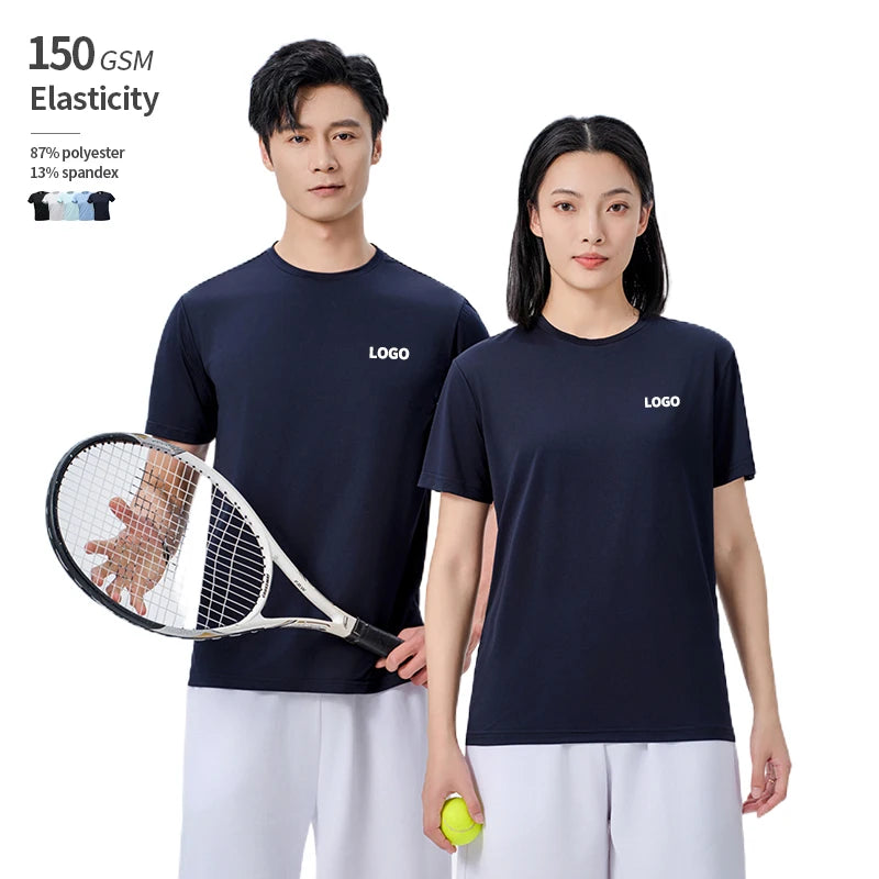 150 GSM Elasticity Sport 87% Polyester 13% Spandex Quick Drying O-Neck Chemise Homme Screen Printing T-Shirt Custom