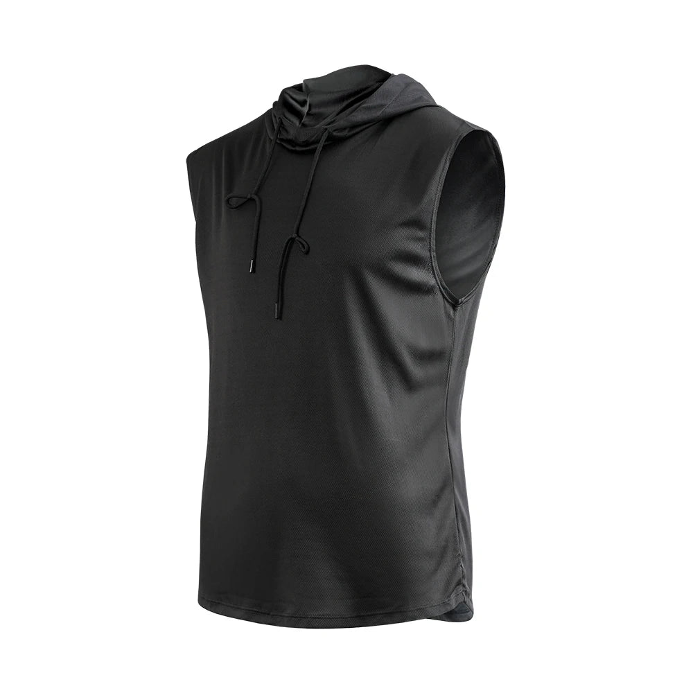 Wholesale Summer Loose Fitness Bodybuilding Muscle Vest Cooling Men Sleeveless Gym Hooded Vest MegaBDM