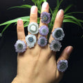 Wholesale Natural Crystal Healing Quartz Amethyst Cluster Slab Rings for Decoration