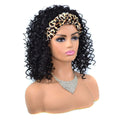Short Afro Kinky Curly Brown Blonde Synthetic Wigs with Bang Hair Style Wig Grit Headband Wig for Black Women