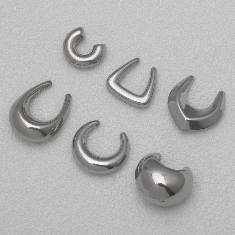 Stainless Steel Geometric U Hollow Earrings Pendant Necklace Bracelet DIY Jewelry Accessories Smooth Finish Personality Trend