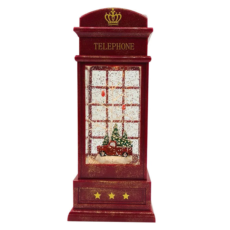 Phone Booth Snow Resin Water Lamp Car Christmas Tree Crystal Wind Lamp