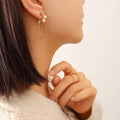 Korean pearl women long tassel stainless steel earrings 18k earings women