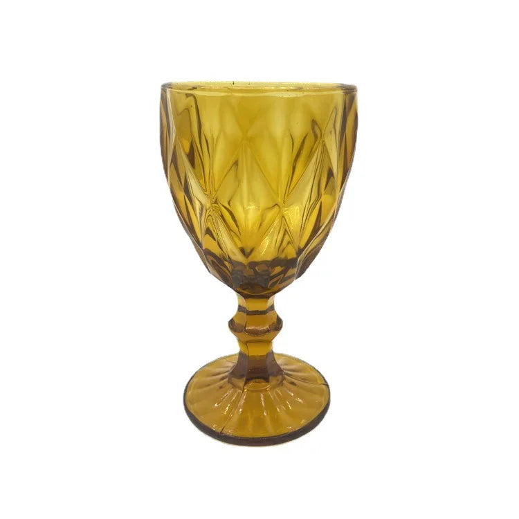 Wedding Party European Relief Amber Tumbler Vintage Goblets