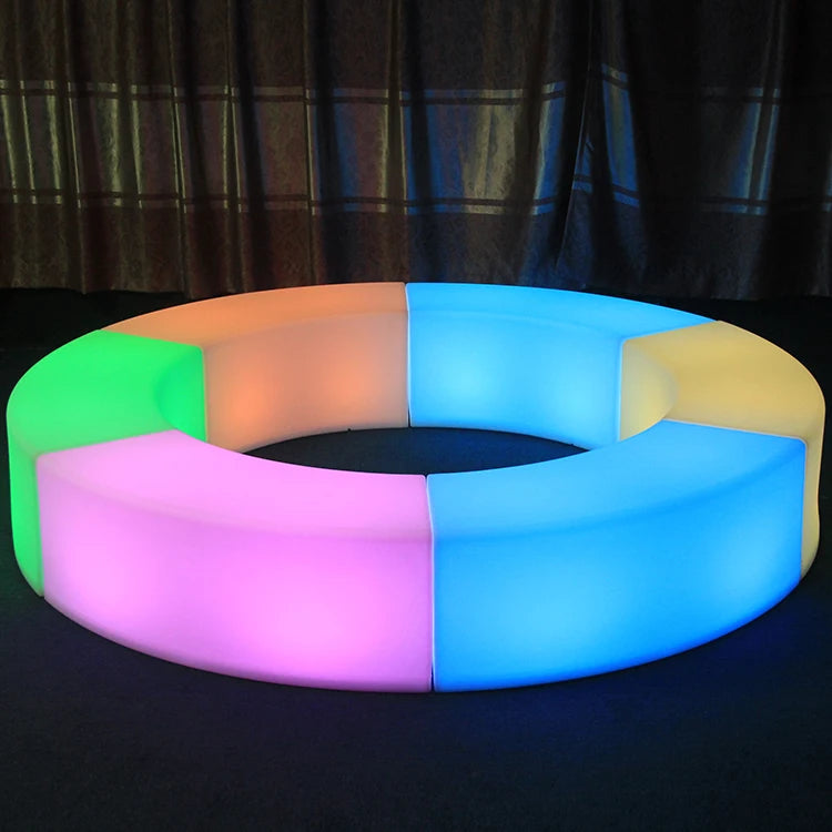 Light up Led Plastic Patio Benches Outdoor Furniture Rgb Led Light Plastic Curved Bench bar stool