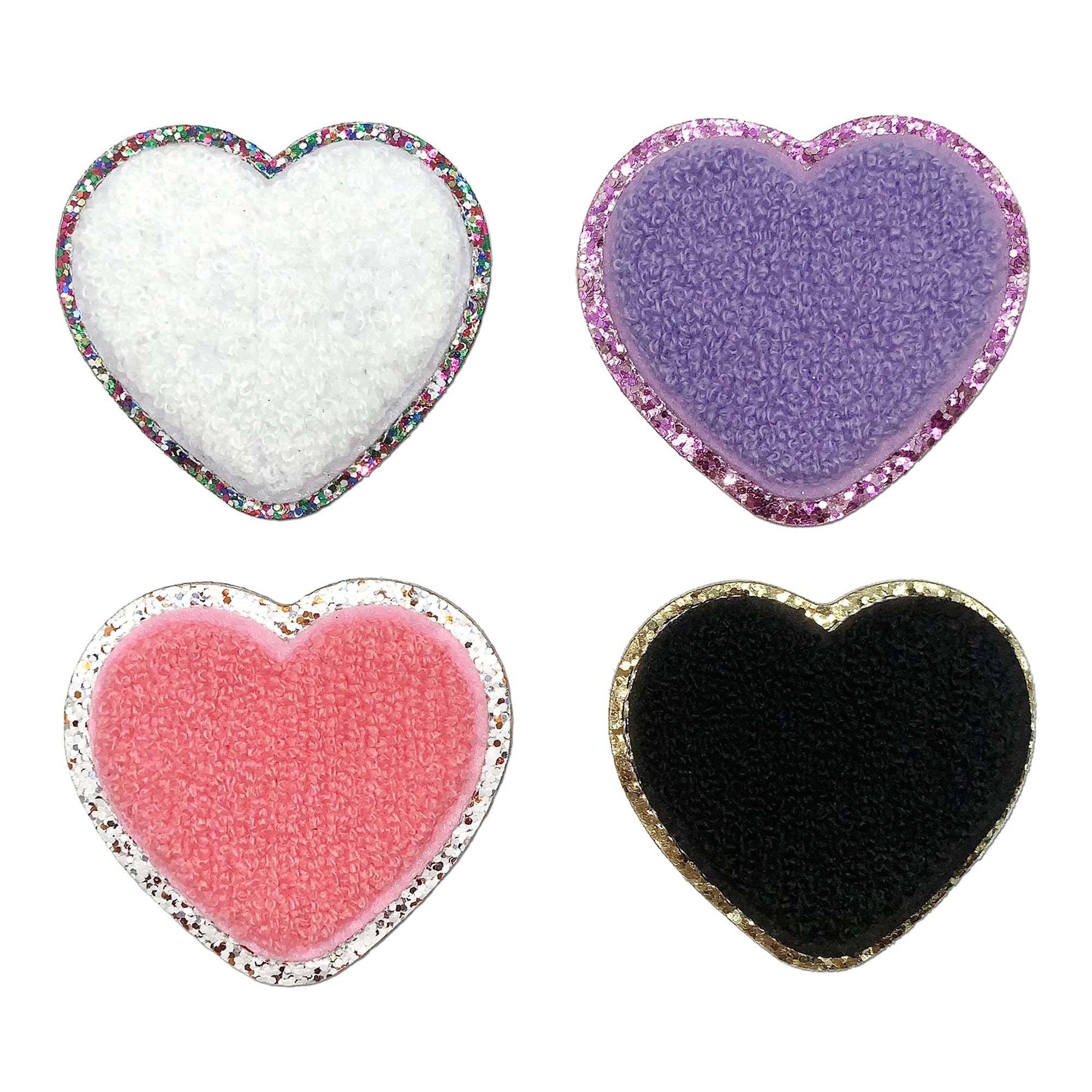 New Material Bling Bling Side Custom Heart Embroidered Chenille Patches