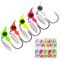 Wholesale Box034 Combo 3.5g 5g 7g 10g 25pcs/box Big Eye Mini Lead Jig Head Fishing Hooks Set Kit with Sequin