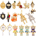 Fine Bird Cat Rabbit Owl Fox Animal Charm PendantUnique Bear Elephant 18K Gold Zircon Necklace Bracelet for Jewelry Supply L43