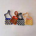 Bag Autumn and Winter Baby Outing Two-color Grid Mosaic Woolen Knitted Bag for Children