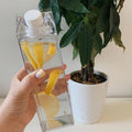 Fashion Design 1000ml 500ml Milk Box Shaped Lemon Bottle Transparent Clear Milk Carton Fruit Water Bottle for Office Detox