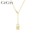 CZCITY Charm Silver Gold Designer Fashion Sterling Jewelry Trendy 925 Pendant Woman Lock Chain Necklace