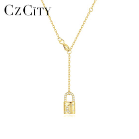 CZCITY Charm Silver Gold Designer Fashion Sterling Jewelry Trendy 925 Pendant Woman Lock Chain Necklace