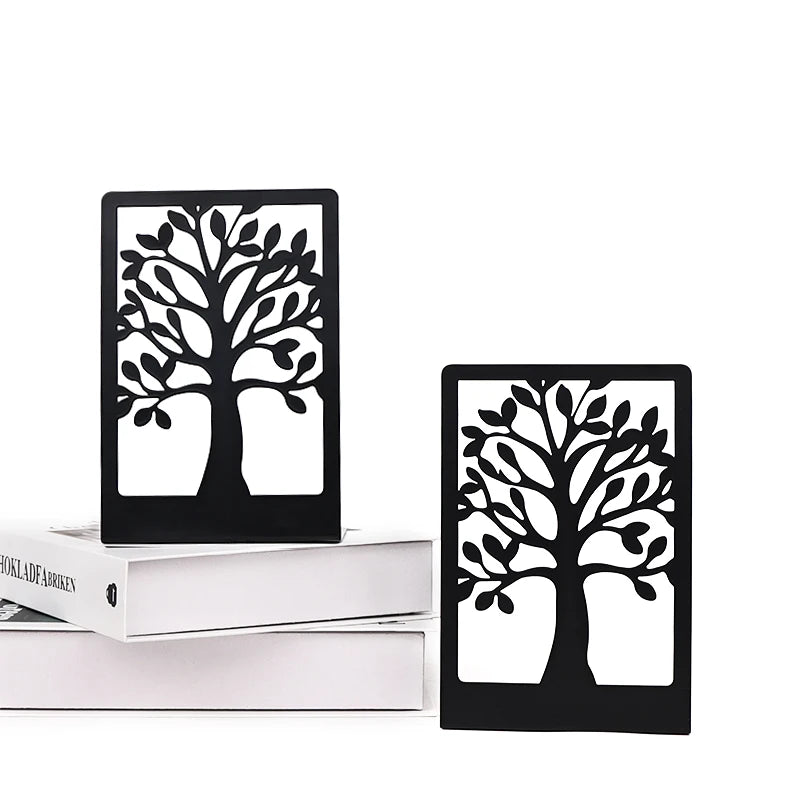 Heavy-Duty Minimalist Black Metal Bookends Non-Slip Shelf Organizer for Office or Home Use