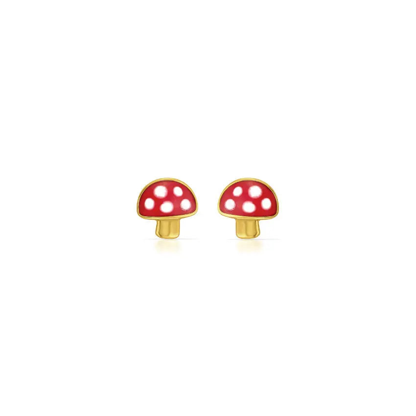 Chubby Mushroom Kids' Earrings Brazilian Fine Jewelry Girl Jewelry 14K Gold Plated Fashion Stud Earring