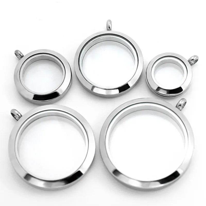 DIY Floating Round Locket Pendant Living Floating Memory Necklace for Women Friendship Necklace Memory Nostalgic