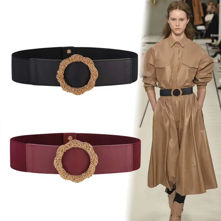 Simple and Versatile Designer Belts Buckle PU Plus Size Wide Belts Fashion Retro Belt for Women