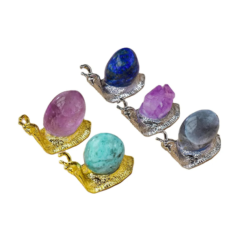 Natural Crystal Tumble Stone Amethyst Snail Healing Stone Rose Quartz Crystal Crafts