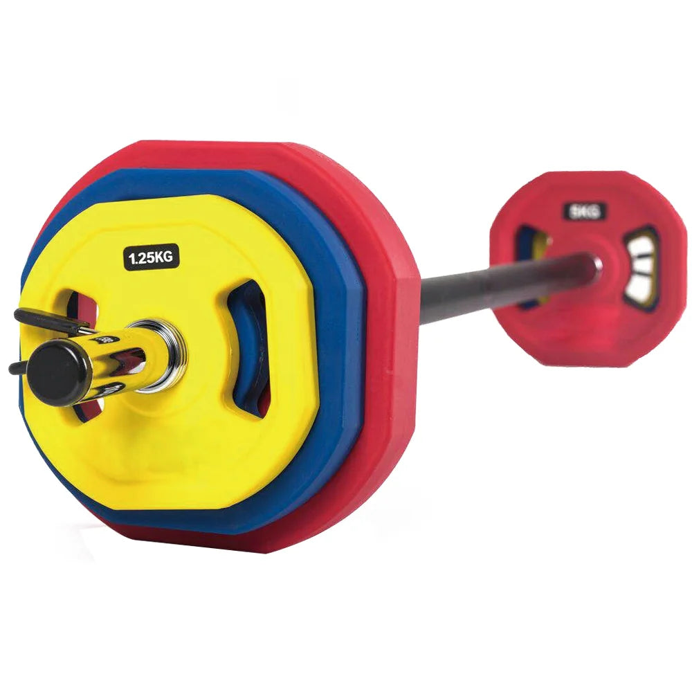 Factory Wholesale Gym Machine Equipment 20 KG Coloured TPU Barbell Set