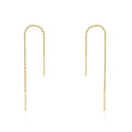 NEW Trendy 18K Gold Plated Needle Thread Earing 925 Sterling Silver Threader Earrings Cross Link Long Chain Pull Through Earring