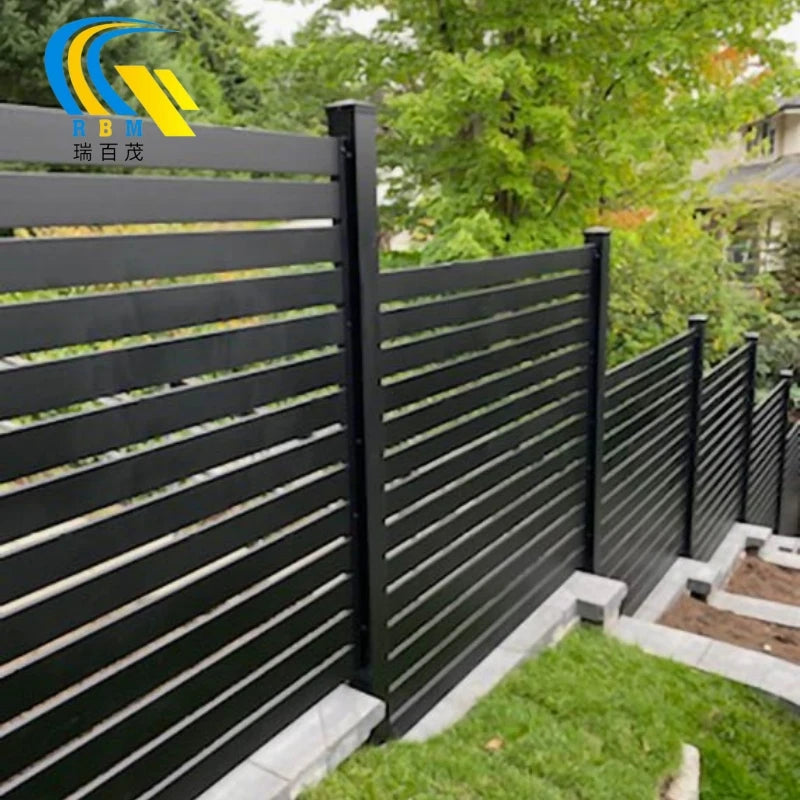 Black Horizontal Aluminum Louver Garden Metal Fence Slats Panels Nature Pressure Farm Fencing Privacy Aluminum Fence Post