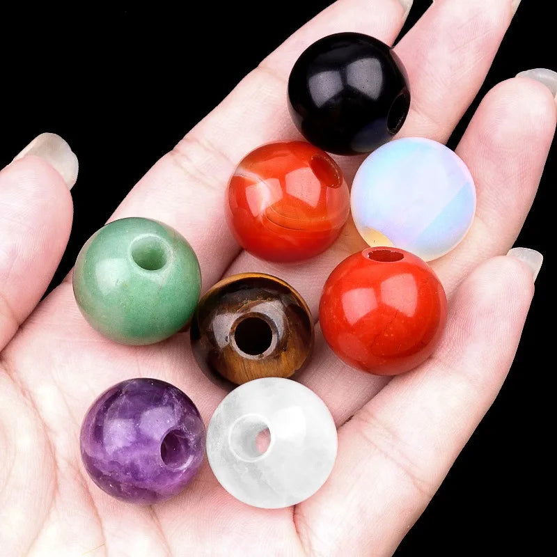 5mm Big Hole 18mm Stone Beads Natural Crystal Agate Gem Stone Big Loose Stone Beads for DIY Making